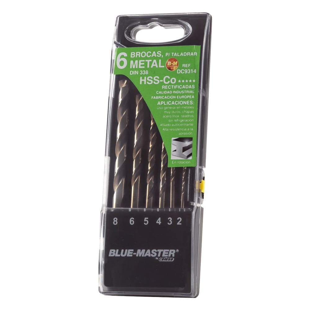 Brocas hss-co rectificadas ø2-8 mm, juego 6 piezas