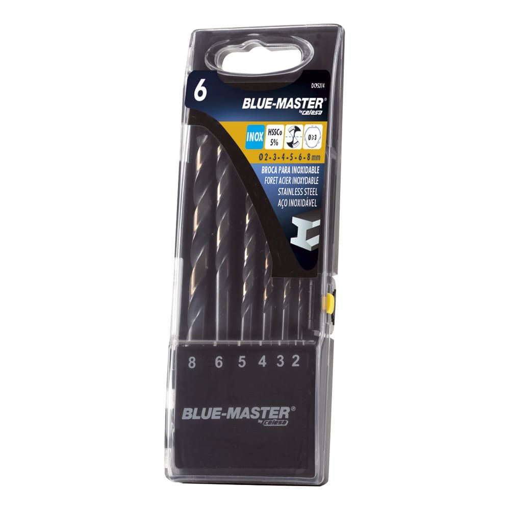 Brocas din338 hss-co split point/antislip inox ø2-8 mm, juego 6 piezas