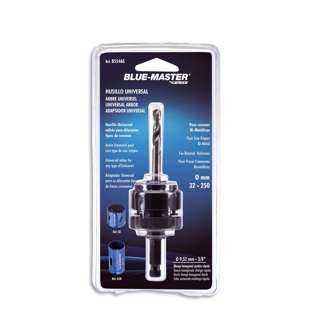 Husillo para coronas de ø32 a 250 mm mango hexagonal 9,5 mm