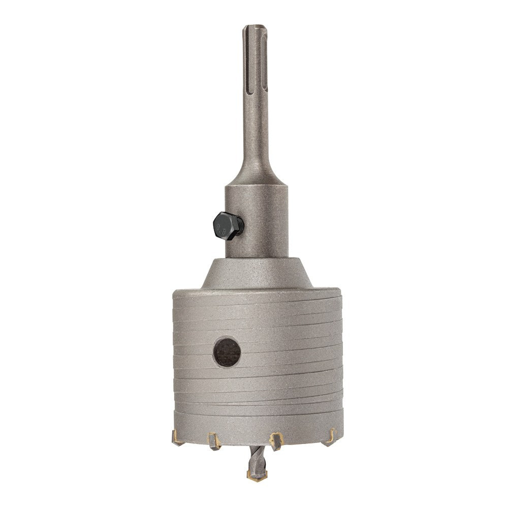 Corona pasamuros de metal duro (md) ø50 mm + husillo sds plus + broca guía