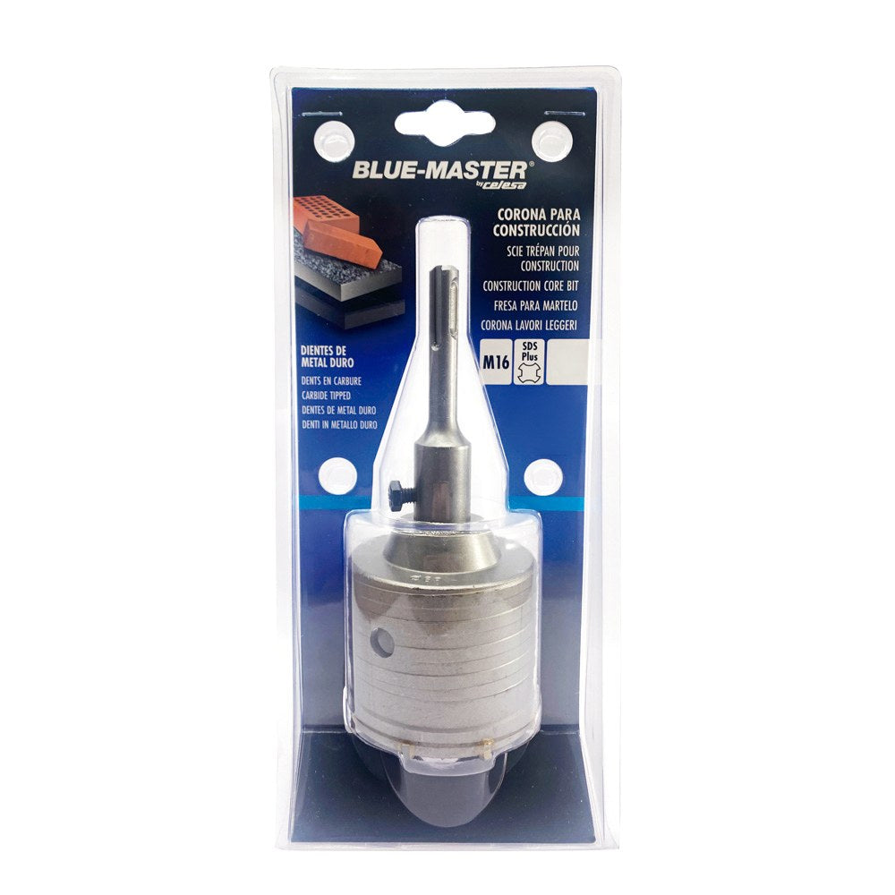 Corona pasamuros de metal duro (md) ø50 mm + husillo sds plus + broca guía