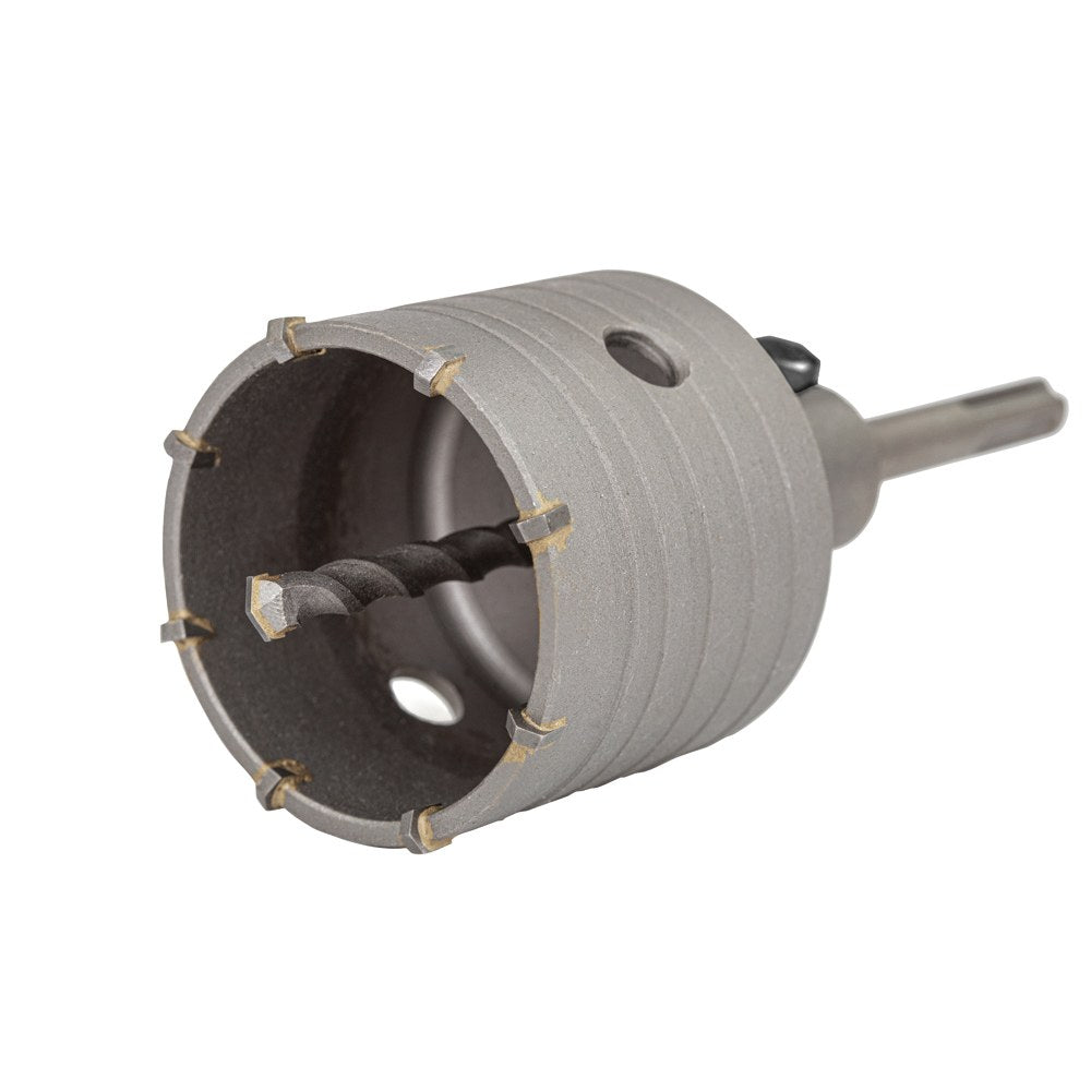 Corona pasamuros de metal duro (md) ø68 mm + husillo sds plus + broca guía