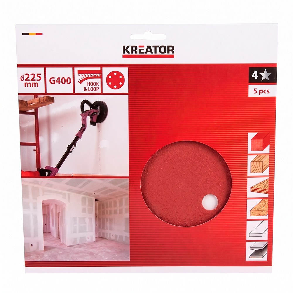 Disco lija cartón yeso ø225 mm g400, blister 5 uds