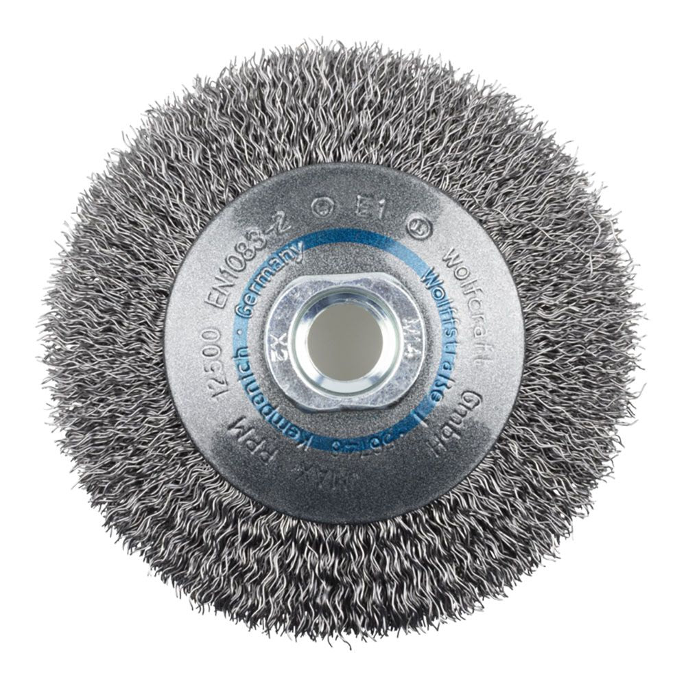 Cepillo cónico de alambre de acero, rosca m14, ø100 x 15 mm