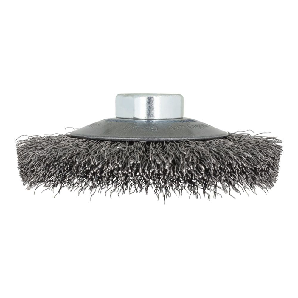 Cepillo cónico de alambre de acero, rosca m14, ø100 x 15 mm