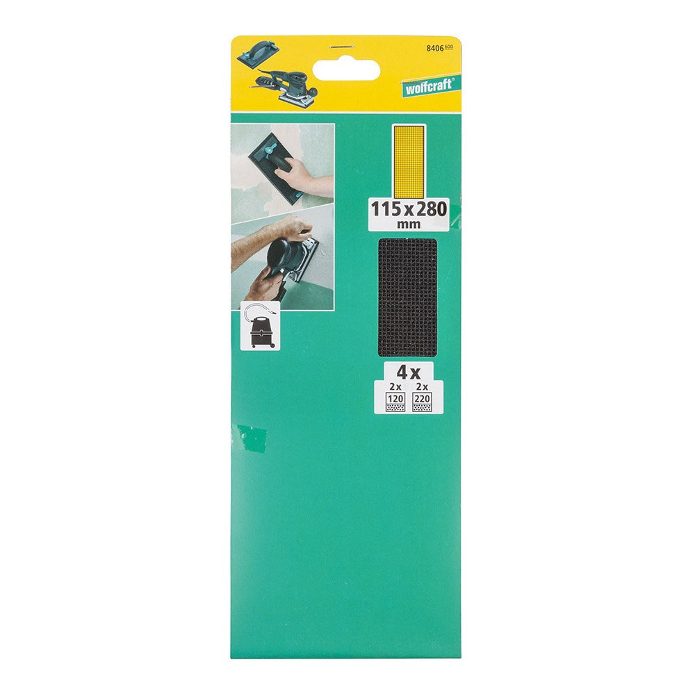 Hojas de lija 115 x 280 mm, 2 x grano 120 + 2 x grano 220