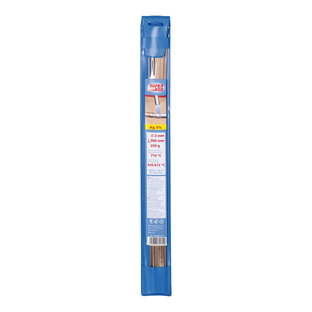 Varilla de soldadura 5% plata, cupag5, ø 2 mm, l 500 mm, 250 g