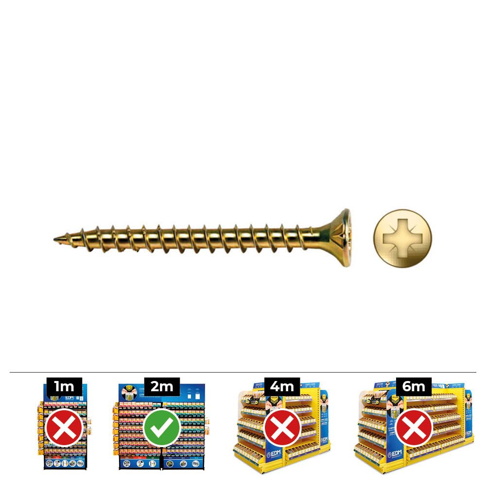 Caja 50 unidades tornillo madera avellanado pz din/ref vlox ø6 x 80 mm bicromatado+lubr.