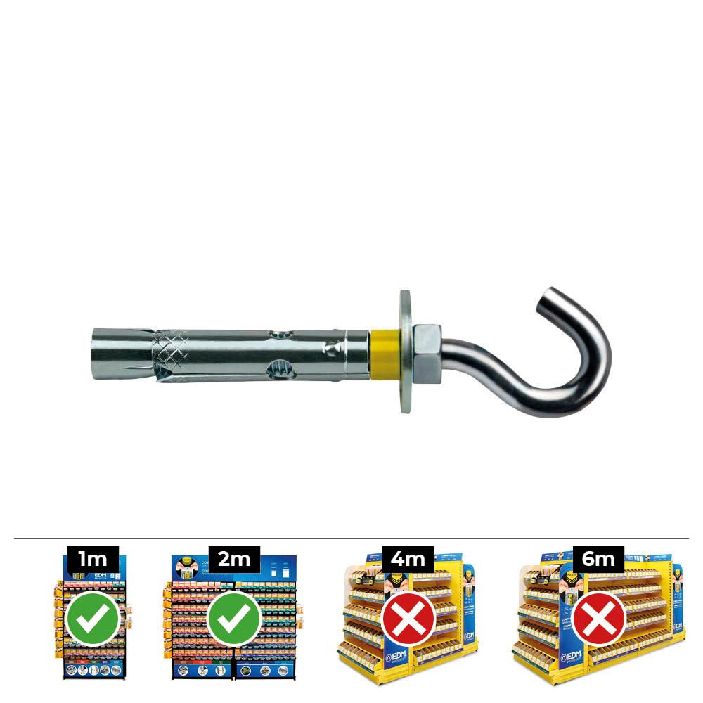 Anclaje dynabolt gancho zincado ø8 x 45 mm, caja 25 uds