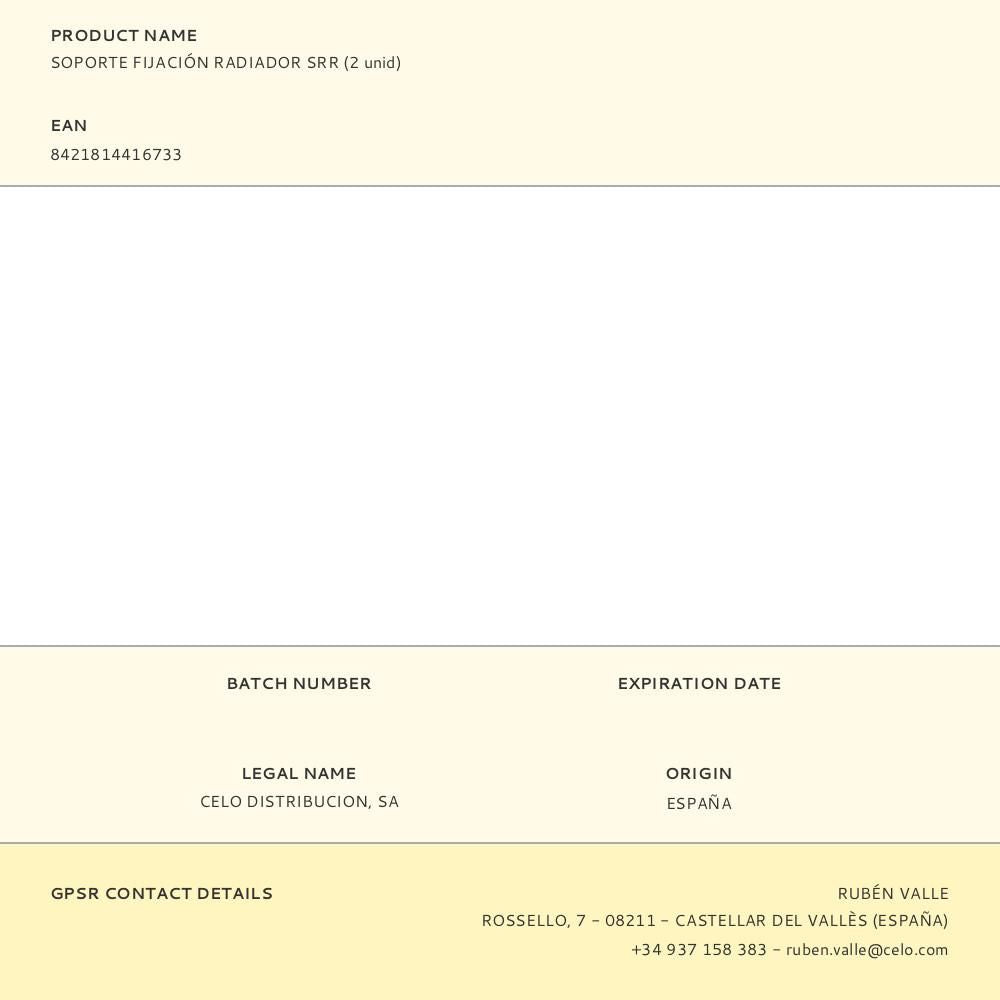 Soporte fijación radiador srr, 2 uds