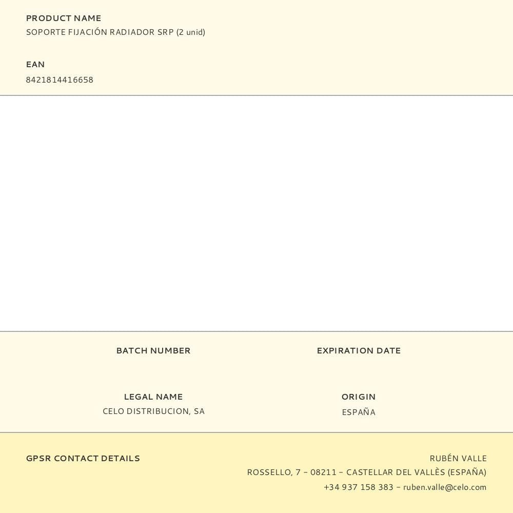 Soporte fijación radiador srp, 2 uds