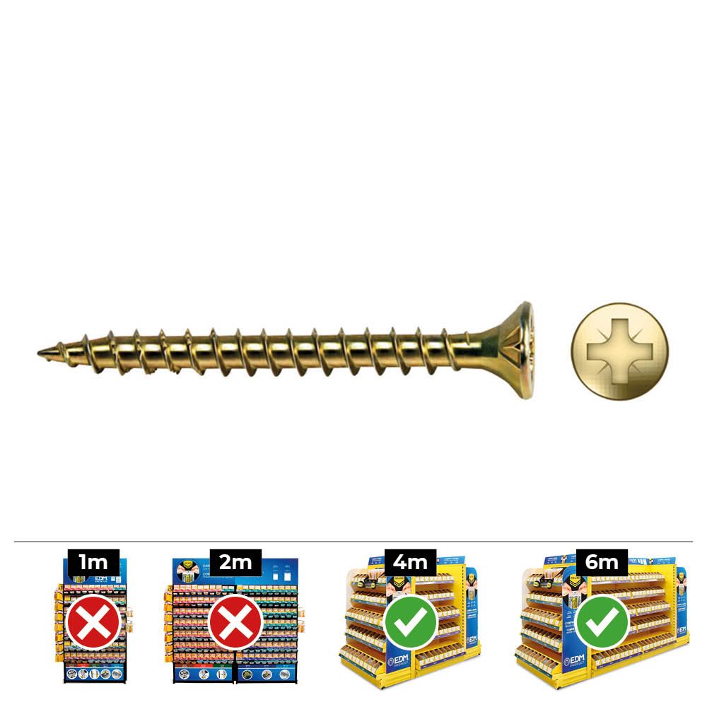 Caja 200 unidades tornillo madera avellanado pz din/ref vlox ø6 x 60 mm bicromatado+lubr.