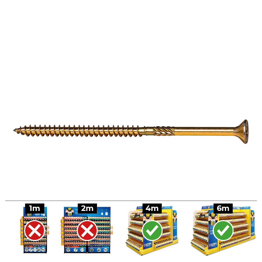 Caja 50 unidades tornillo madera avellanado pz r/parc din/ref vlox p ø6 x 100 mm bicromatado