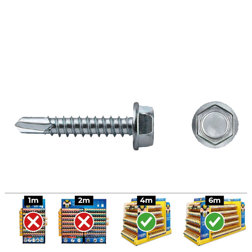 Caja 250 unid. punta broca hexagonal din/ref 7504k ø4,8x38mm zincado celo