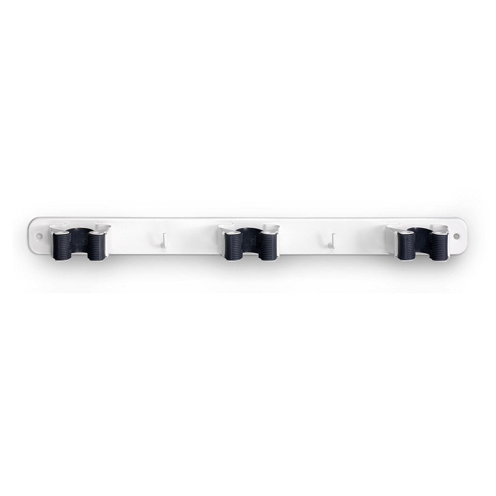 Colgador de escobas triple, blanco, 37 x 3,2 x 4,8 cm