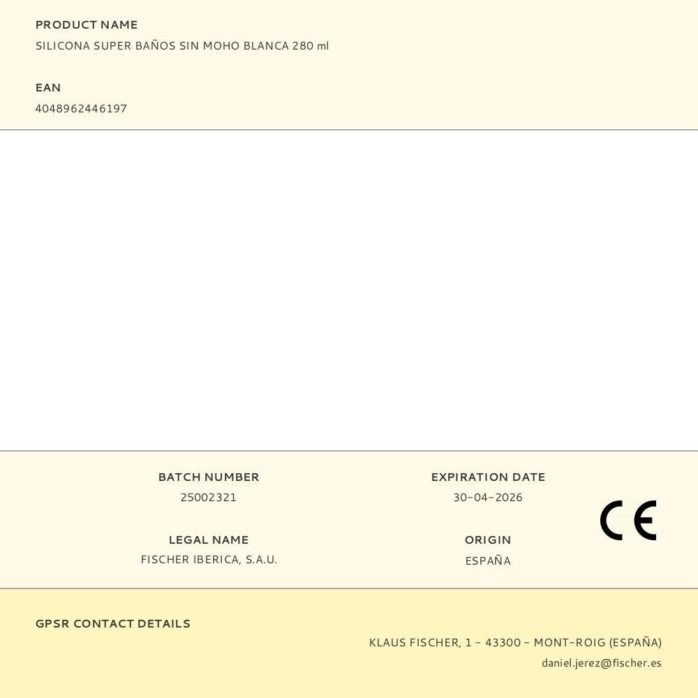 Silicona super baños sin moho blanca 280 ml