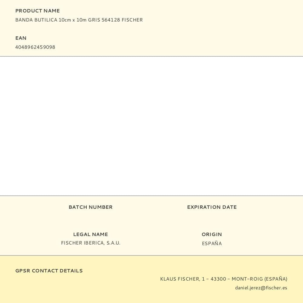 Banda butílica gris 10 cm x 10 m