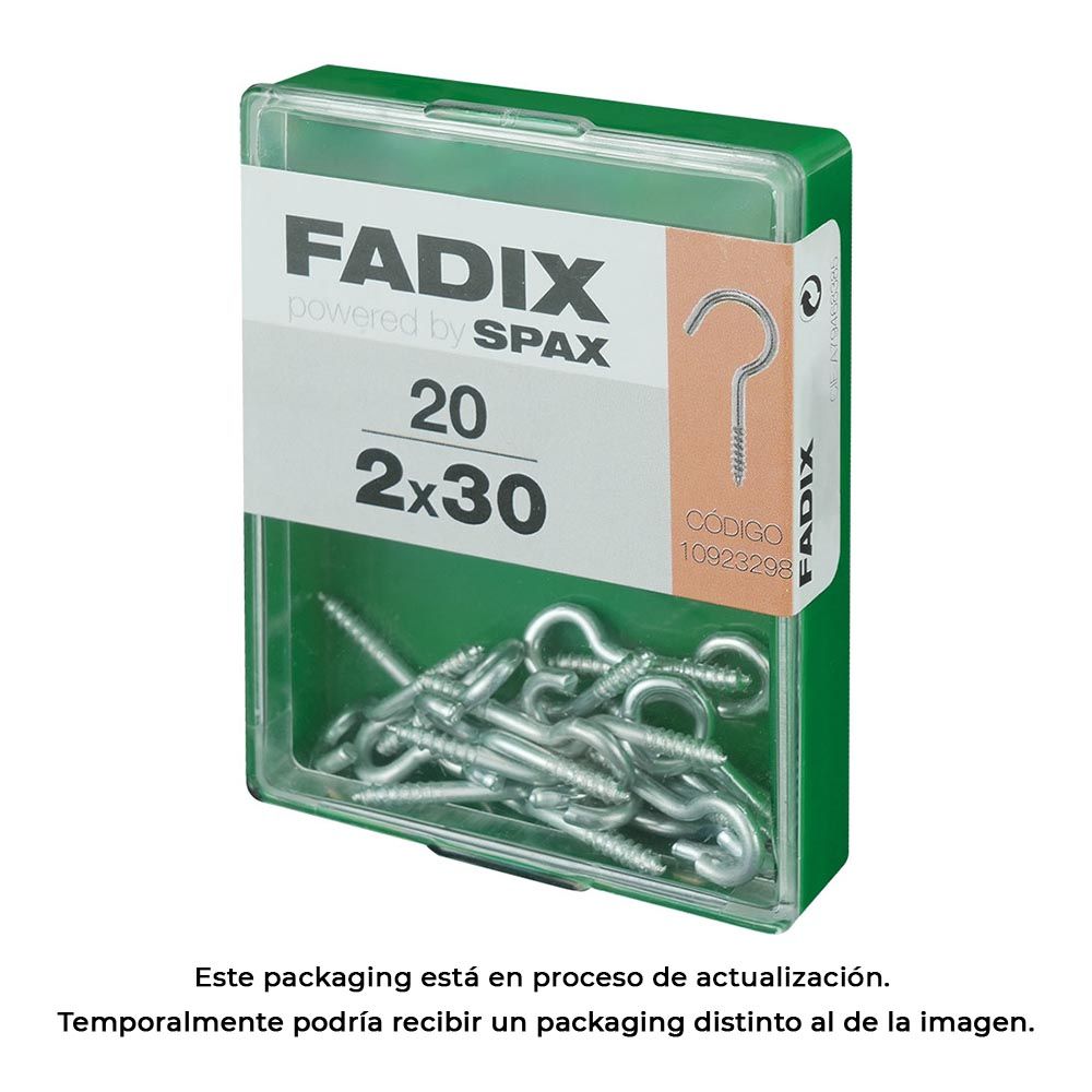 Hembrilla abierta zincado 2,0 x 30 mm, caja m 20 uds