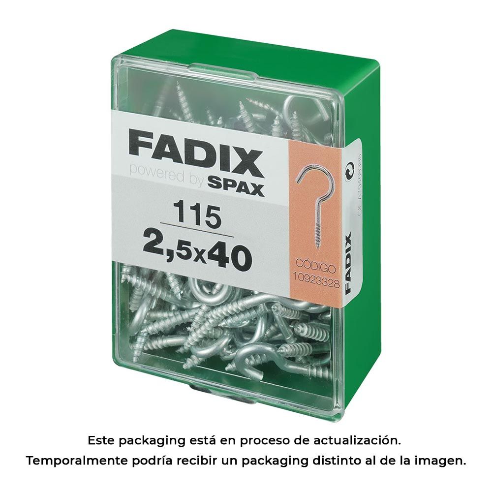 Hembrilla abierta zincado 2,5 x 40 mm, caja m 115 uds