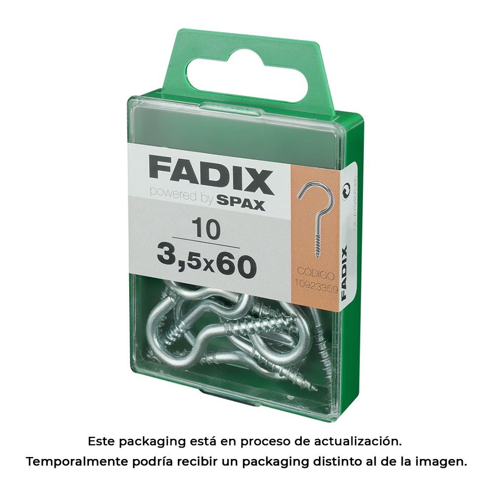 Hembrilla abierta zincado 3,5 x 60 mm, caja m 10 uds