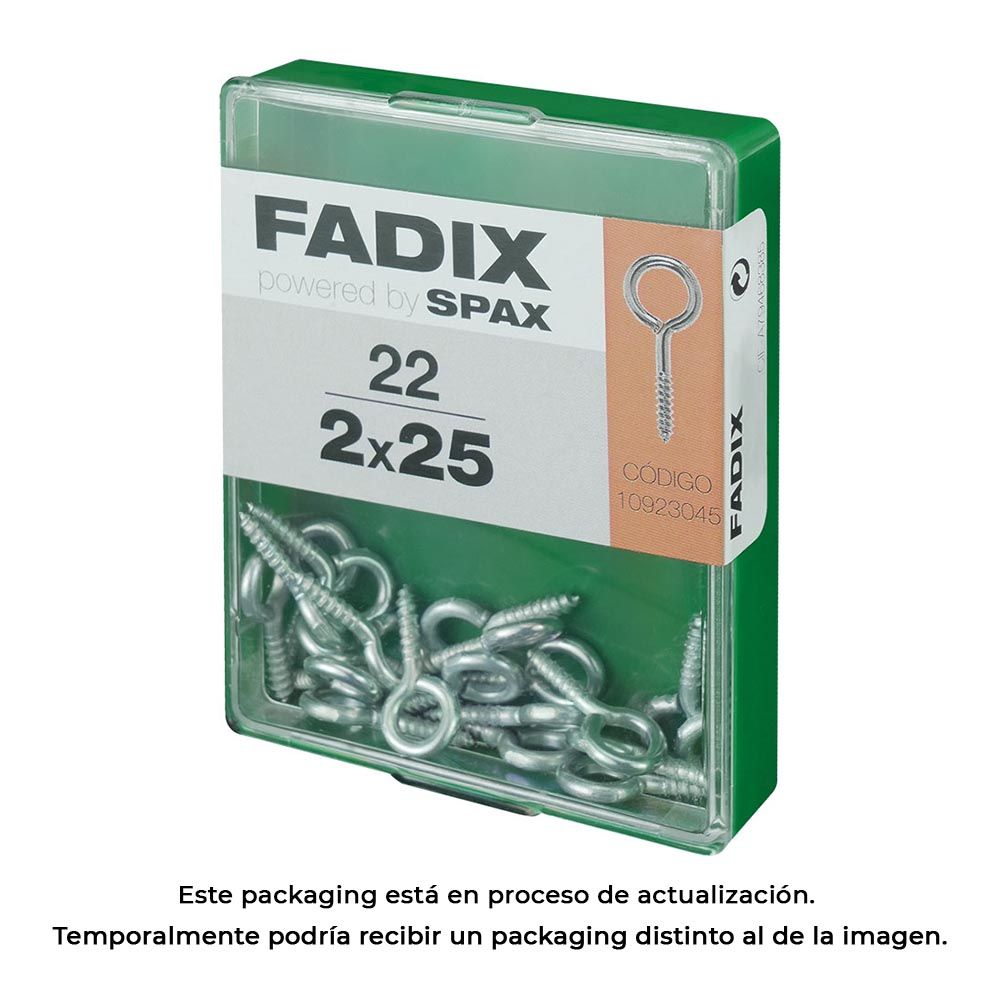 Hembrilla cerrada zincado 2,0 x 25 mm, caja m 22 uds