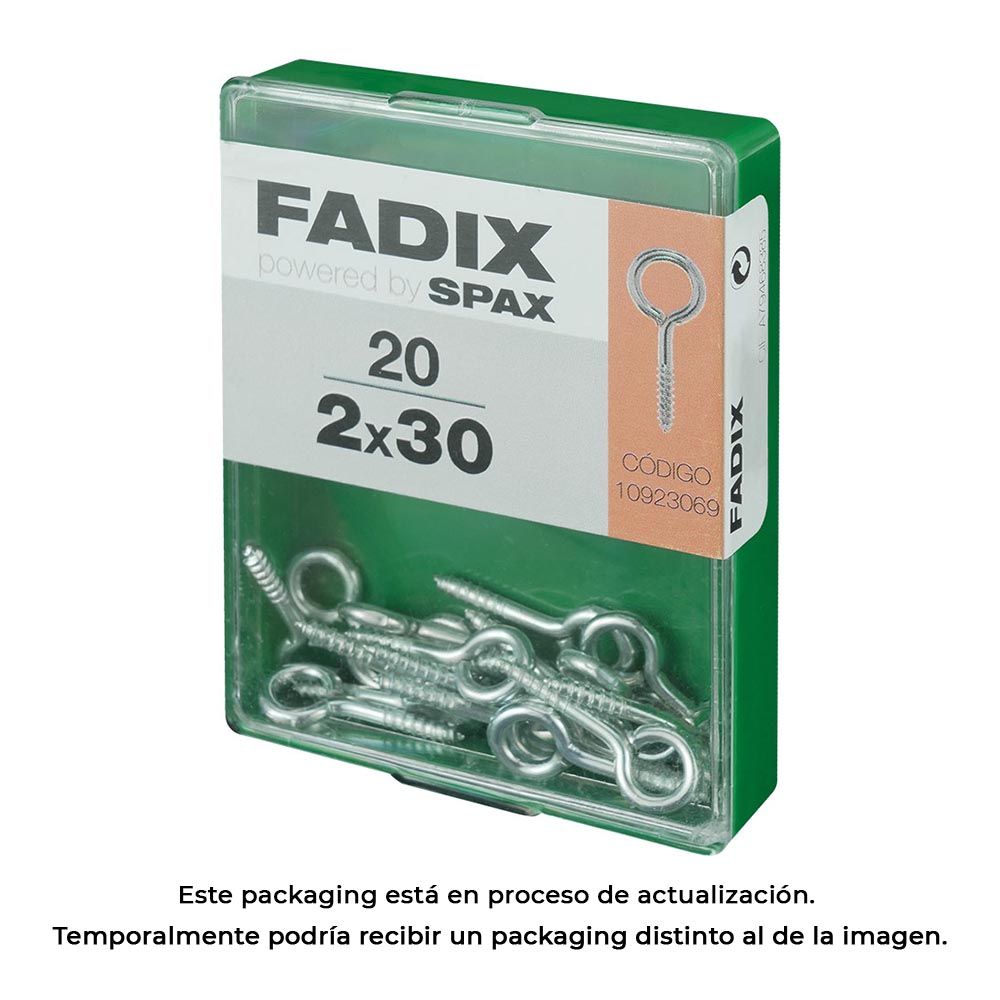 Hembrilla cerrada zincado 2,0 x 30 mm, caja m 20 uds