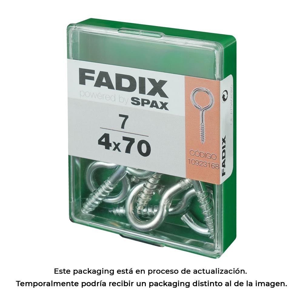 Hembrilla cerrada zincado 4,0 x 70 mm, caja m 7 uds