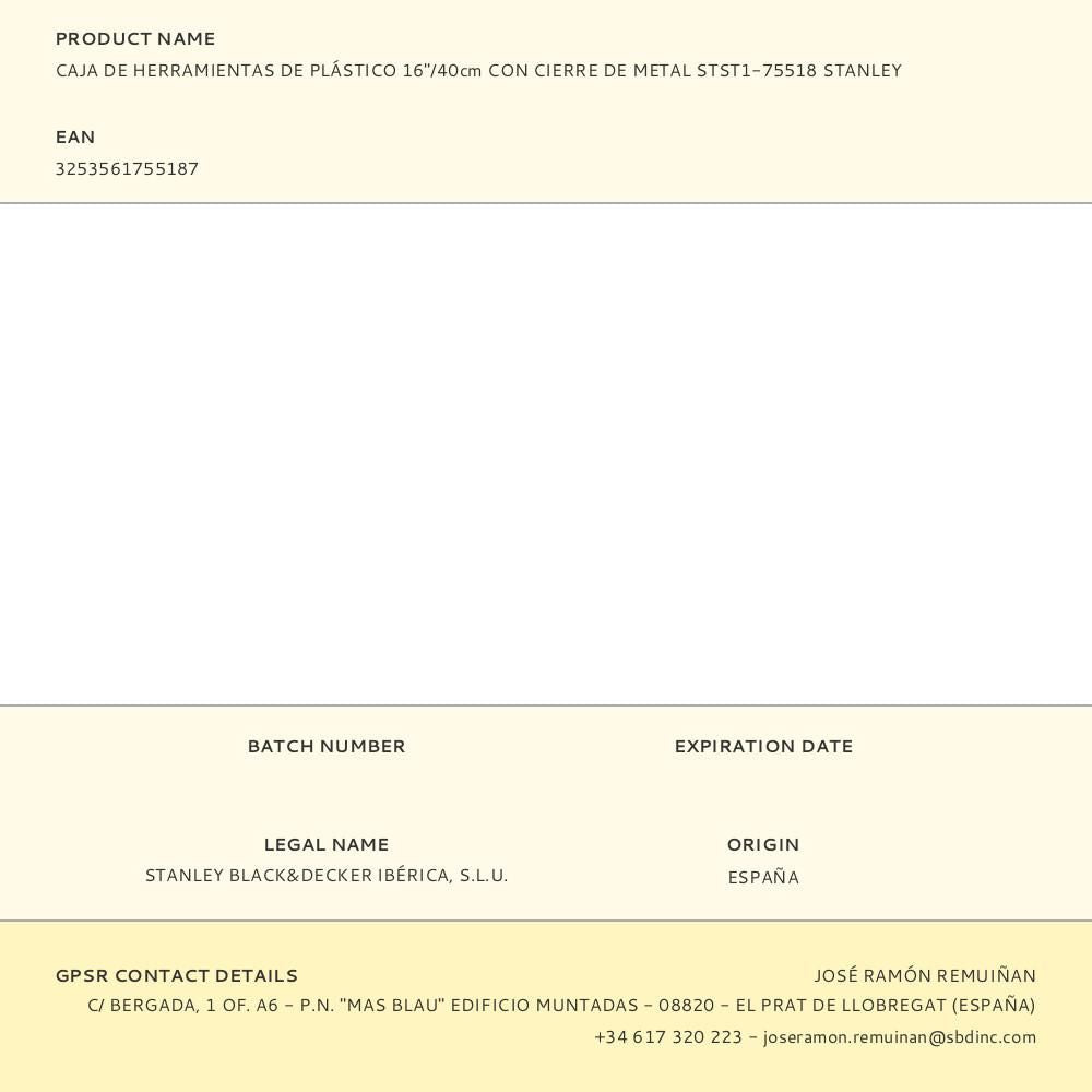 Caja de herramientas de plástico con cierres de metal 16 pulg / 40 cm