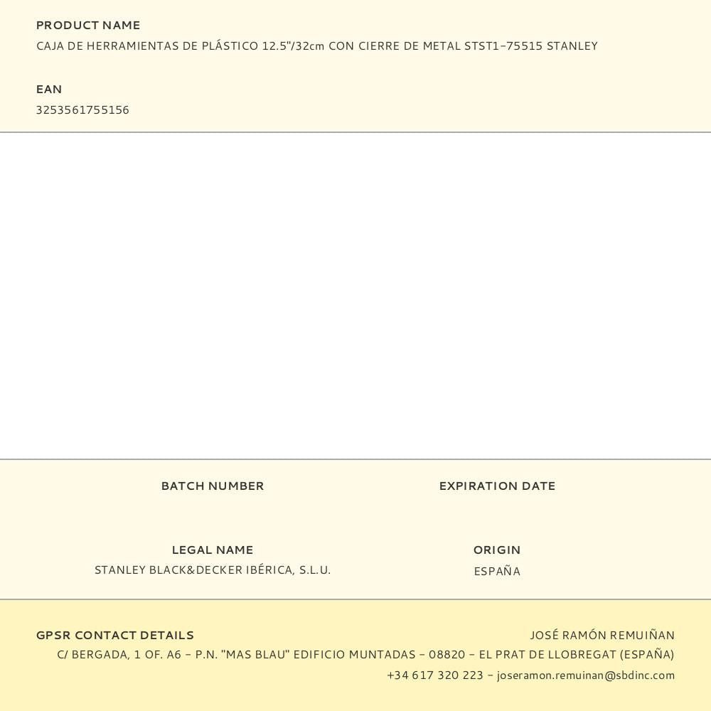 Caja de herramientas de plástico con cierres de metal 12.5 pulg / 32 cm