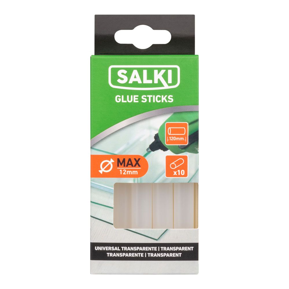 Barra de cola termofusible para uso universal transparente, ø12 x 120 mm, blister 10 uds