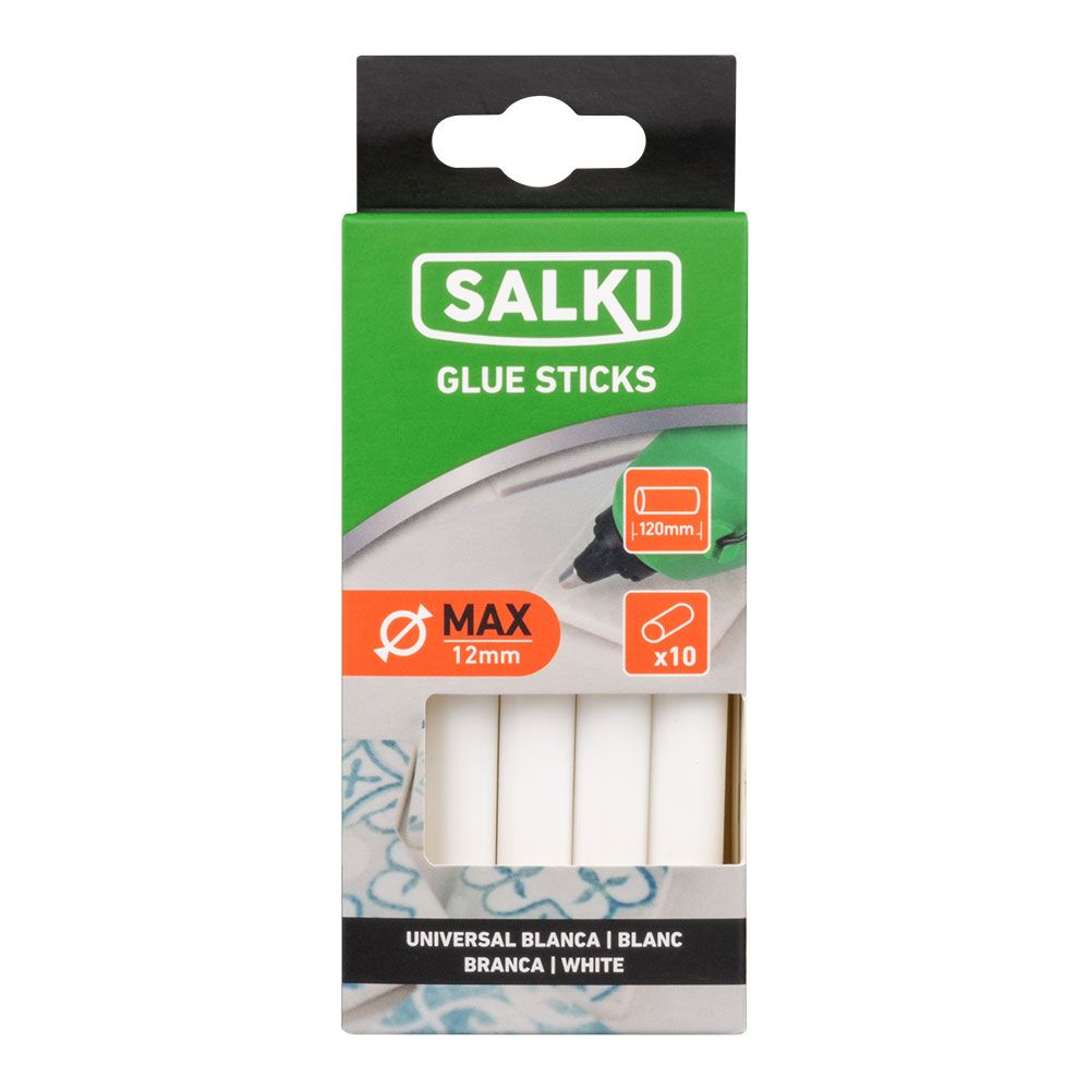 Barra de cola termofusible para uso universal blanca, ø12 x 120 mm, blister 10 uds