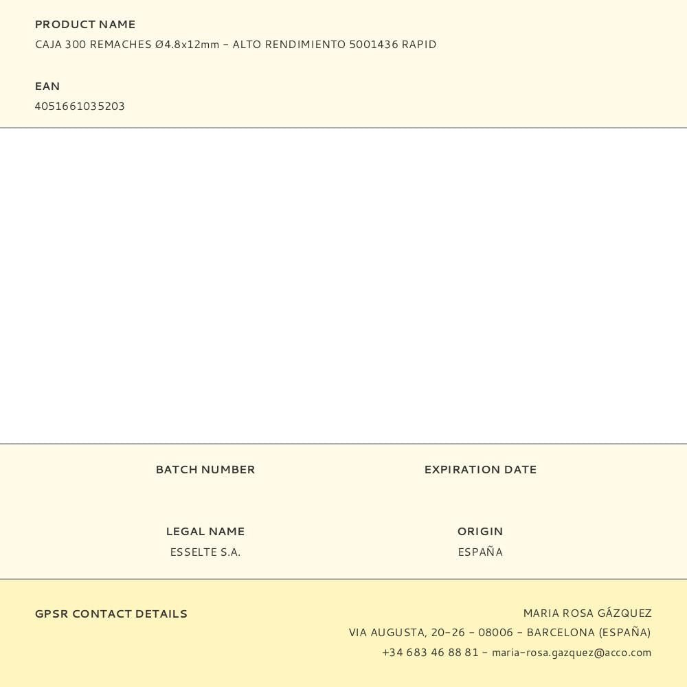 Caja 300 remaches ø4.8x12mm - alto rendimiento 5001436 rapid