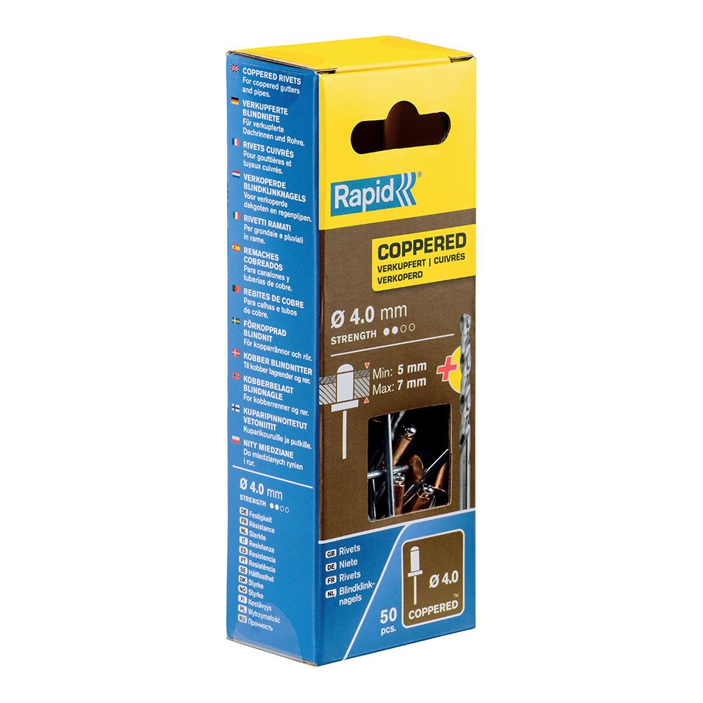Remaches de aluminio cobreado ø4 x 10 mm, blister 50 uds