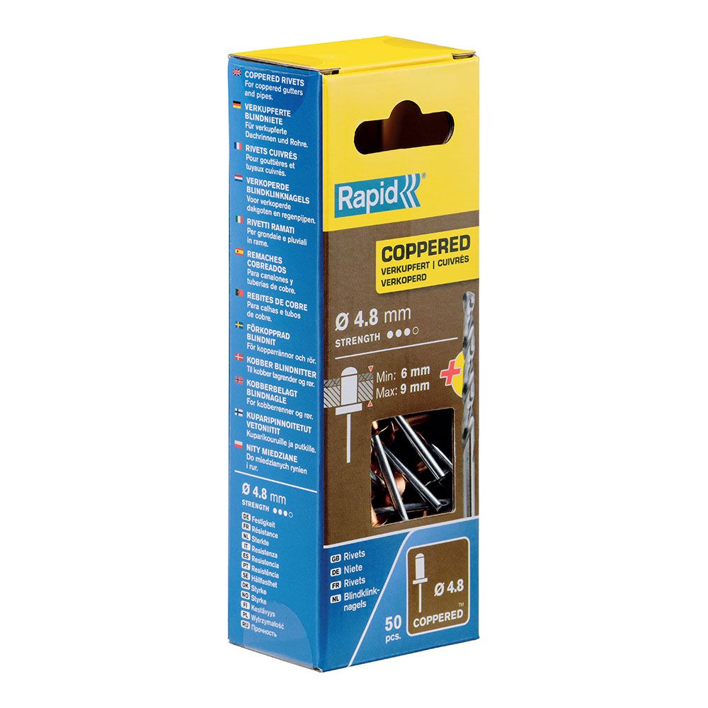 Remaches de aluminio cobreado ø4,8 x 12 mm, blister 50 uds