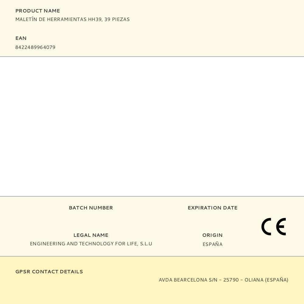 Maletín de herramientas hh39, 39 piezas