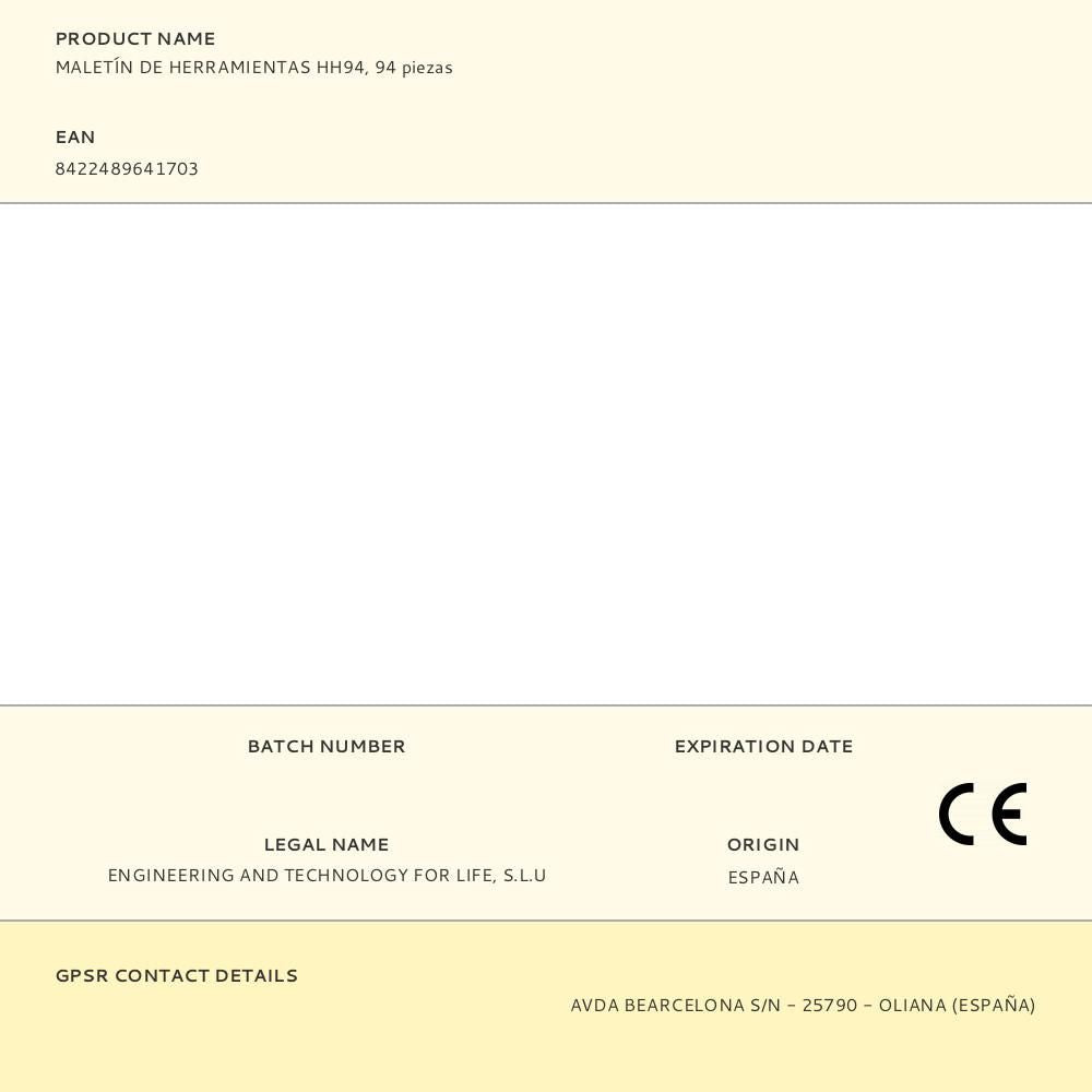 Maletín de herramientas hh94, 94 piezas