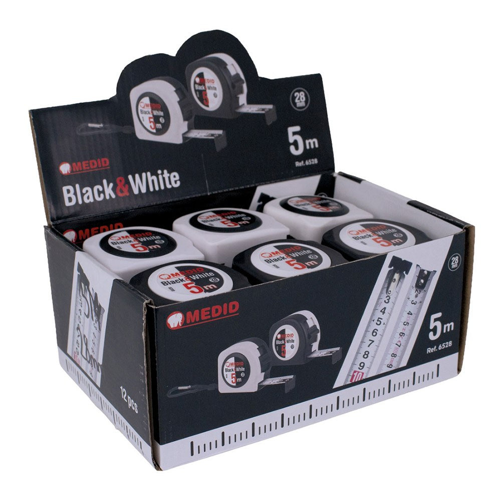 Flexómetro black & white 5 m x 28 mm