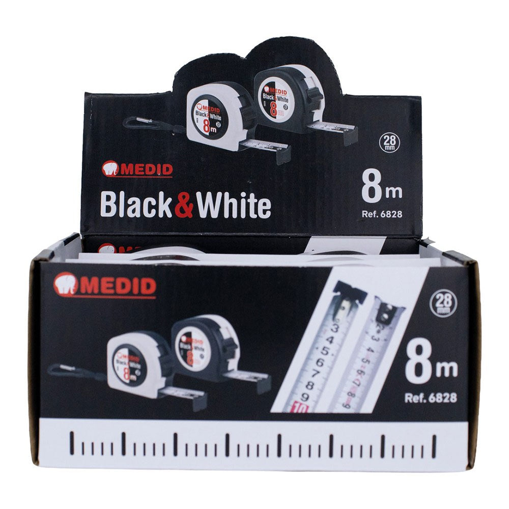 Flexómetro black & white 8 m x 28 mm