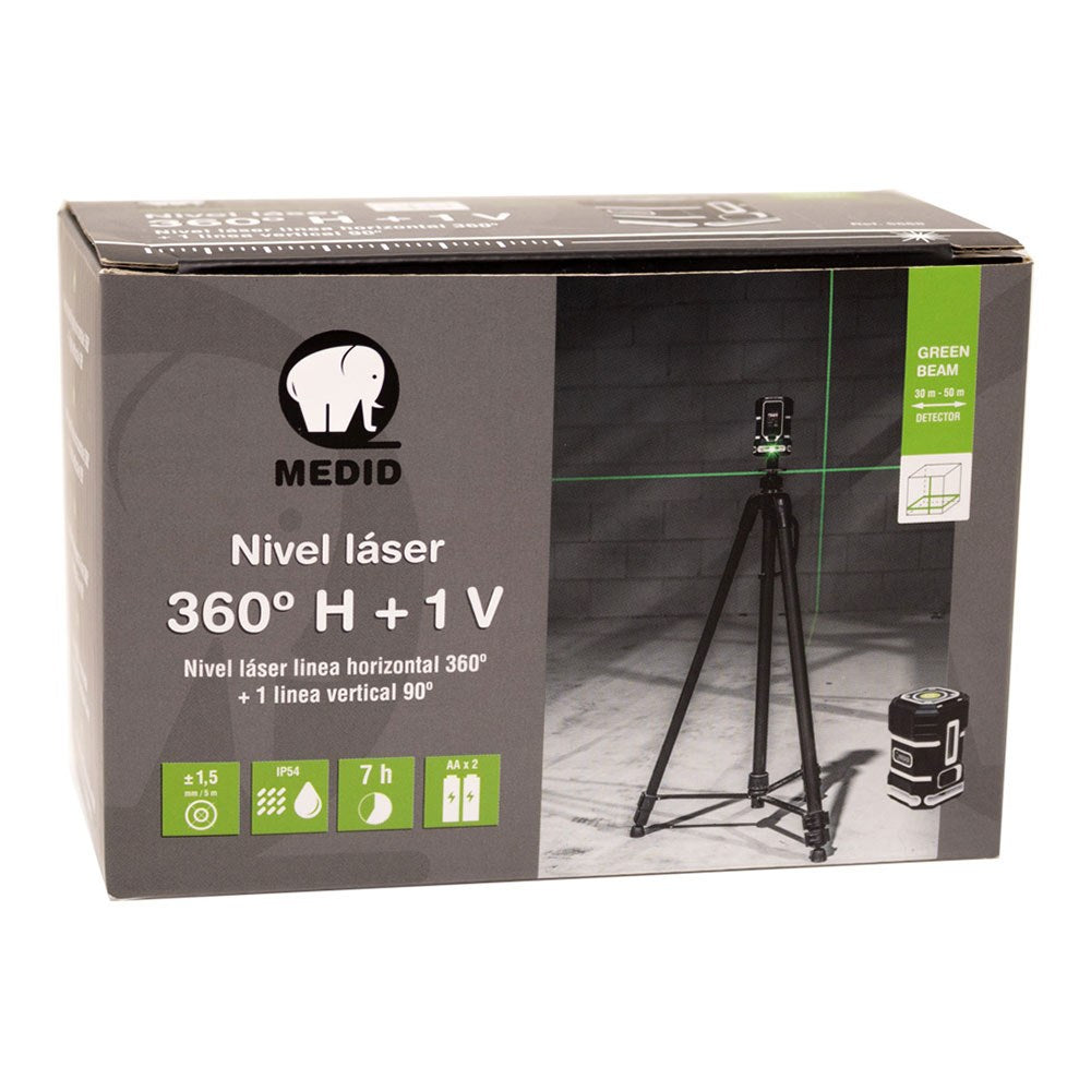 Nivel láser verde 360° h + 1 v