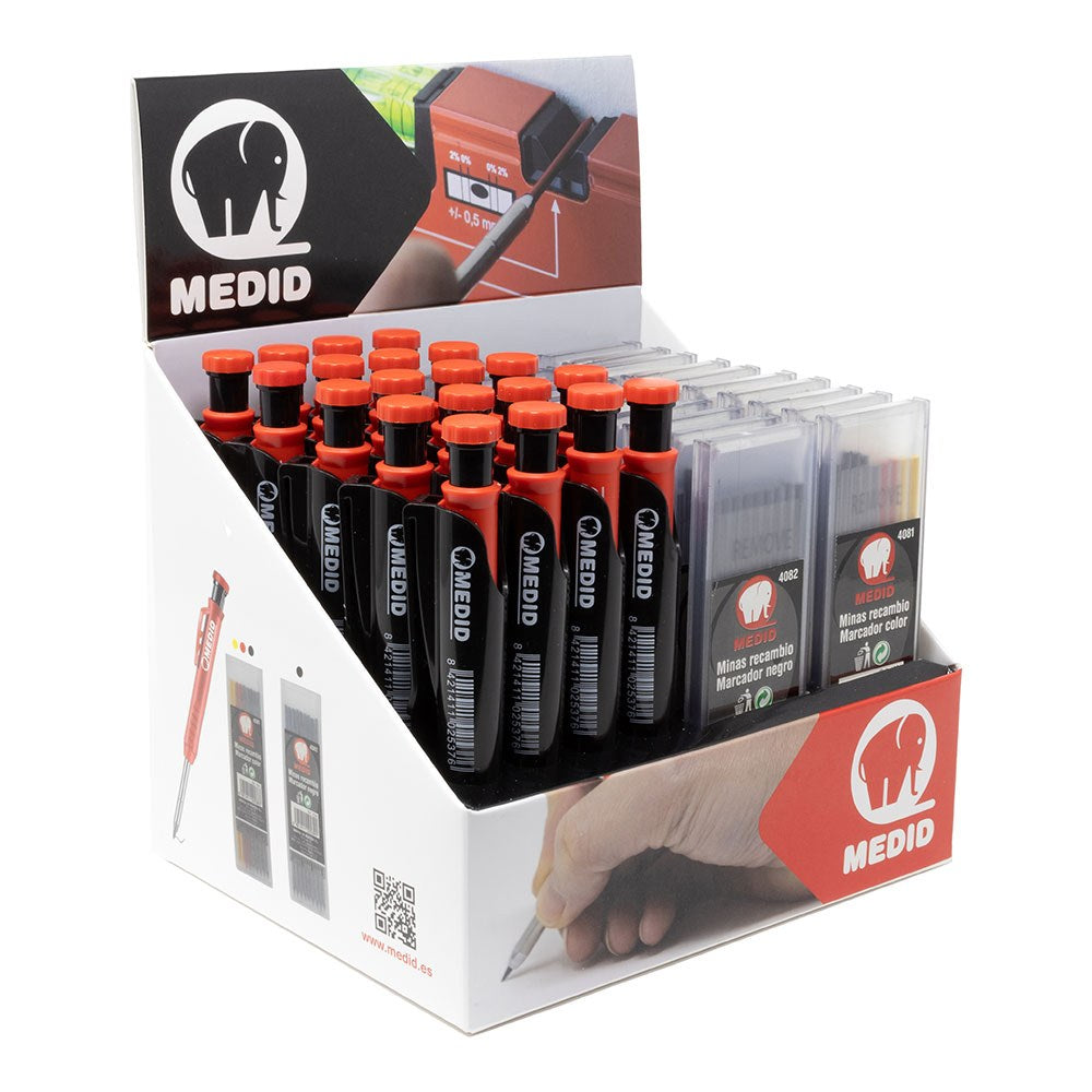 Marcador portaminas + recambios, expositor 20 + 20 uds