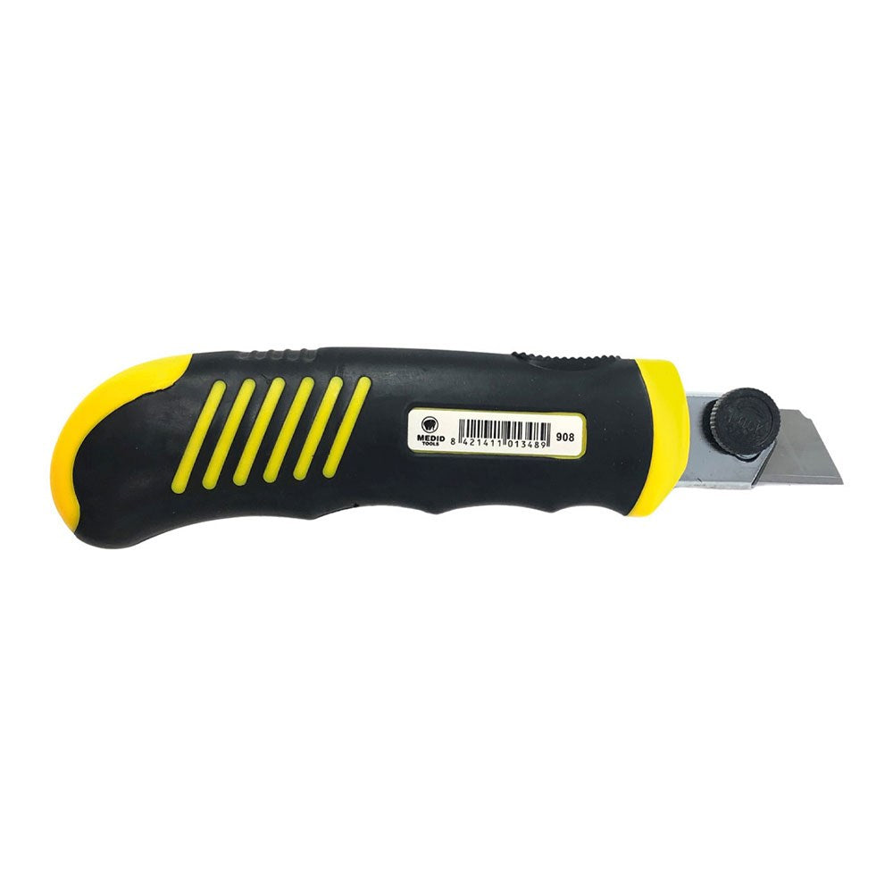 Cutter con cambio de cuchilla automático 18 mm + 8 cuchillas de recambio, expositor 24 uds