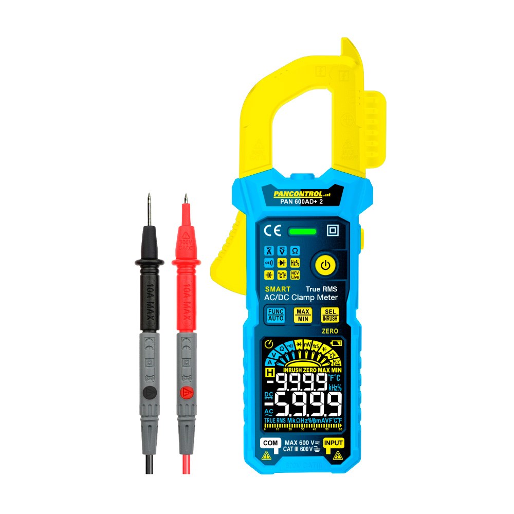 Pinza amperimétrica digital inteligente pan 600ad+ 2 de 600 a ca/cc