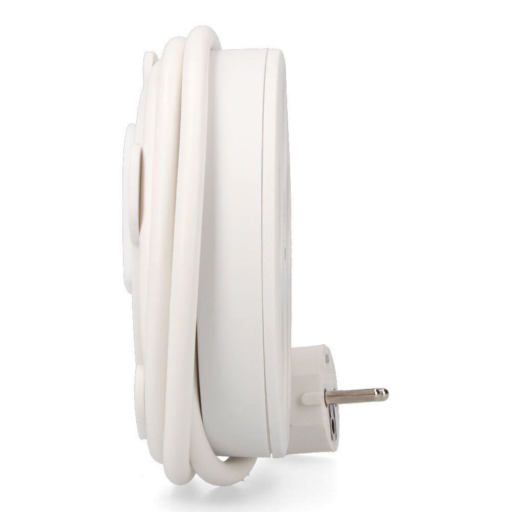 Base múltiple redonda 5 tomas 2p+t schuko, con interruptor, 1,5 m de cable h05vv-f 3g1,5 mm², 16a 250v~, blanca