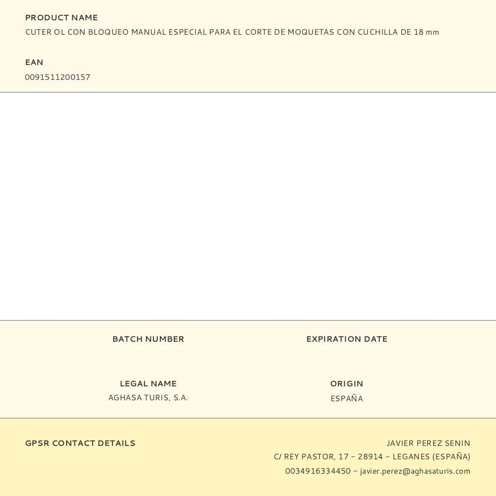 Cúter con bloqueo manual especial para el corte de moquetas con cuchilla de 18 mm