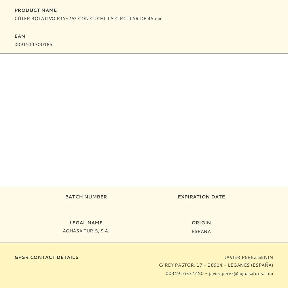 Cúter rotativo rty-2/g con cuchilla circular de 45 mm