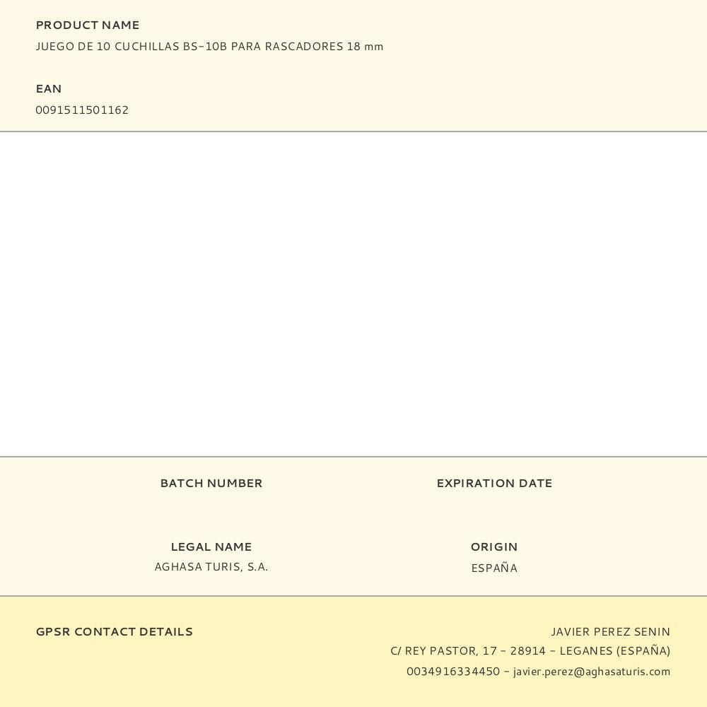 Juego de 10 cuchillas bs-10b para rascadores 18 mm