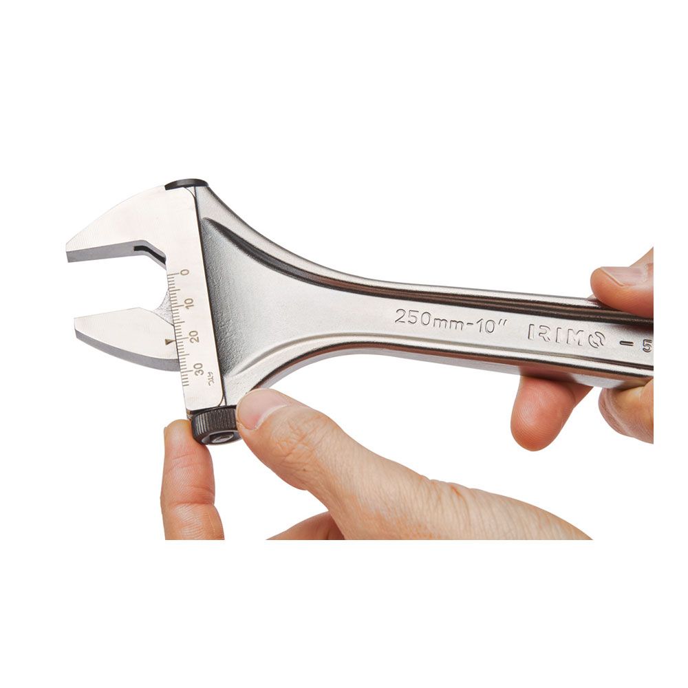 Llave ajustable de moleta lateral cromada, 250 mm