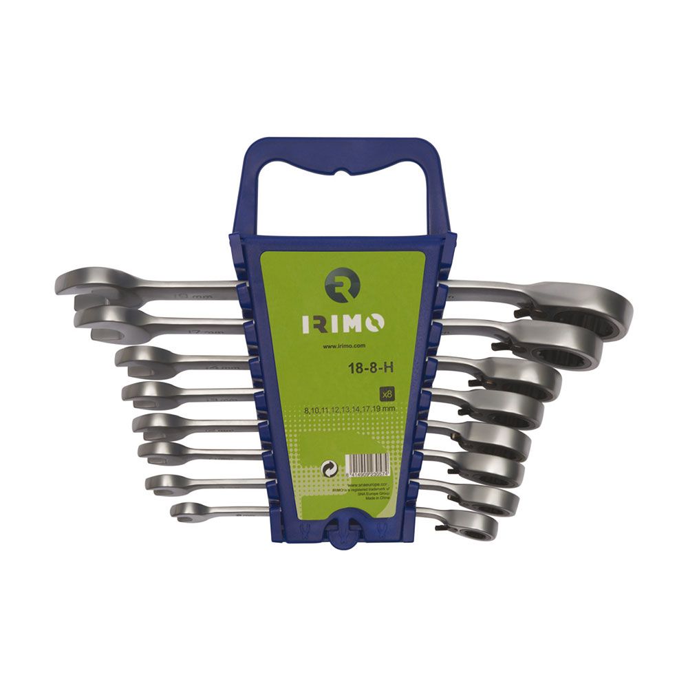 Llave combinada con carraca fija 8 - 19 mm, juego 8 piezas