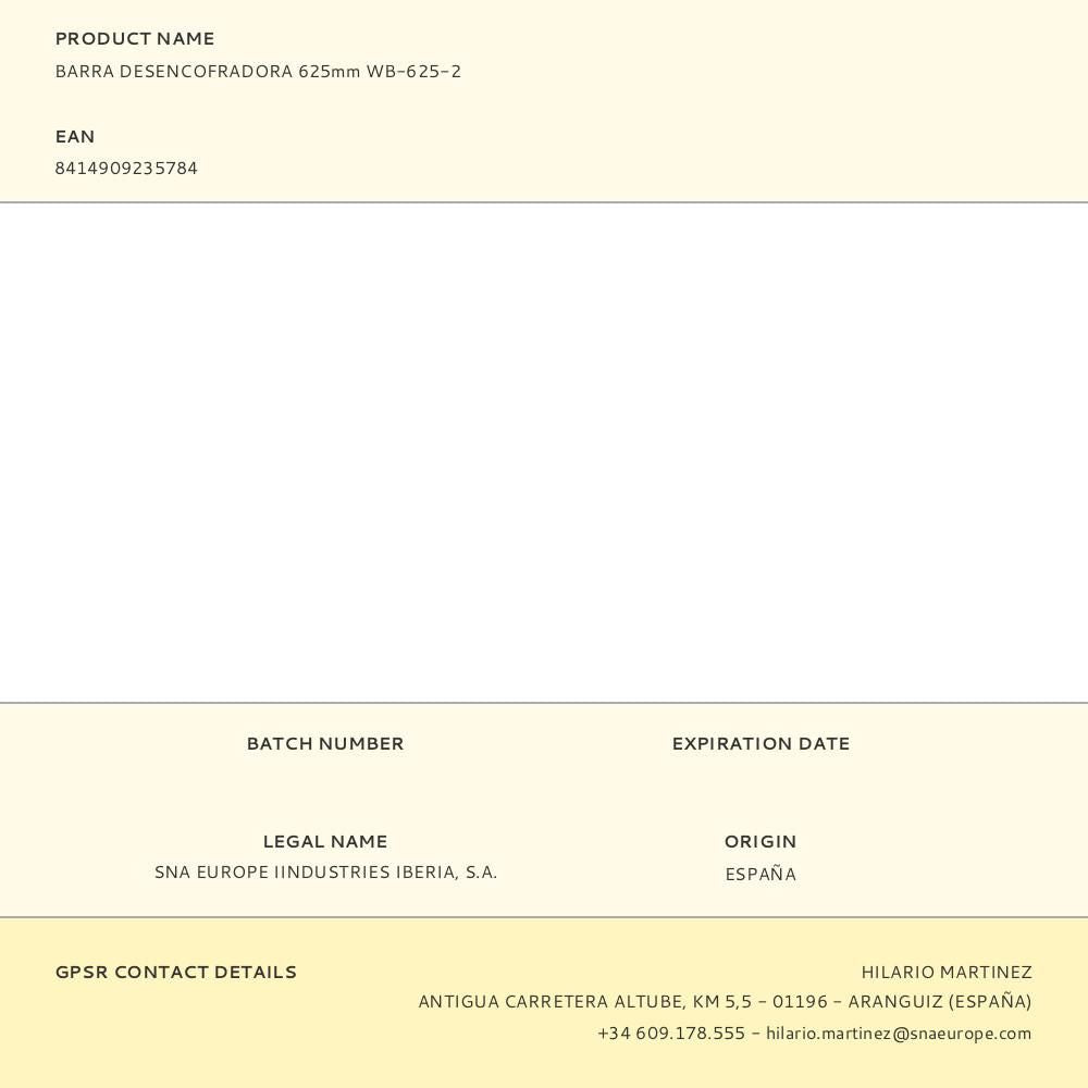 Barra desencofradora 625mm wb-625-2