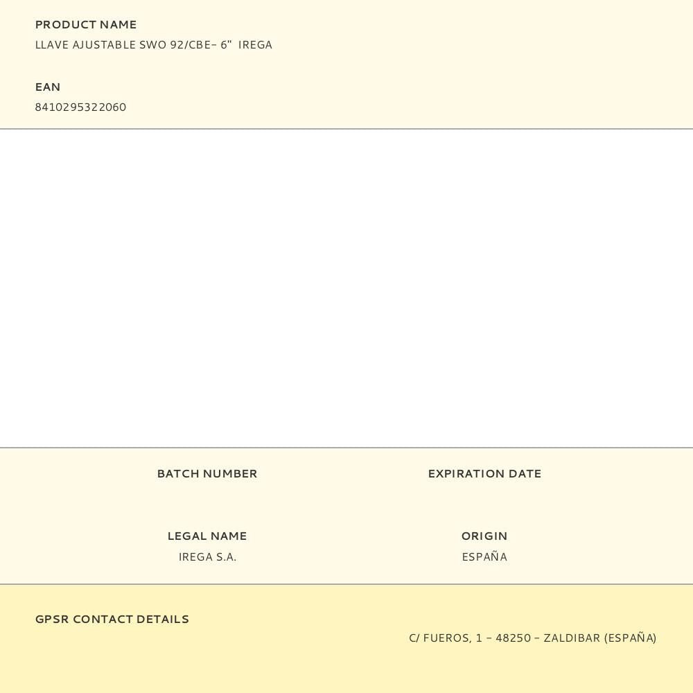 Llave ajustable swo 92/cbe- 6 pulg